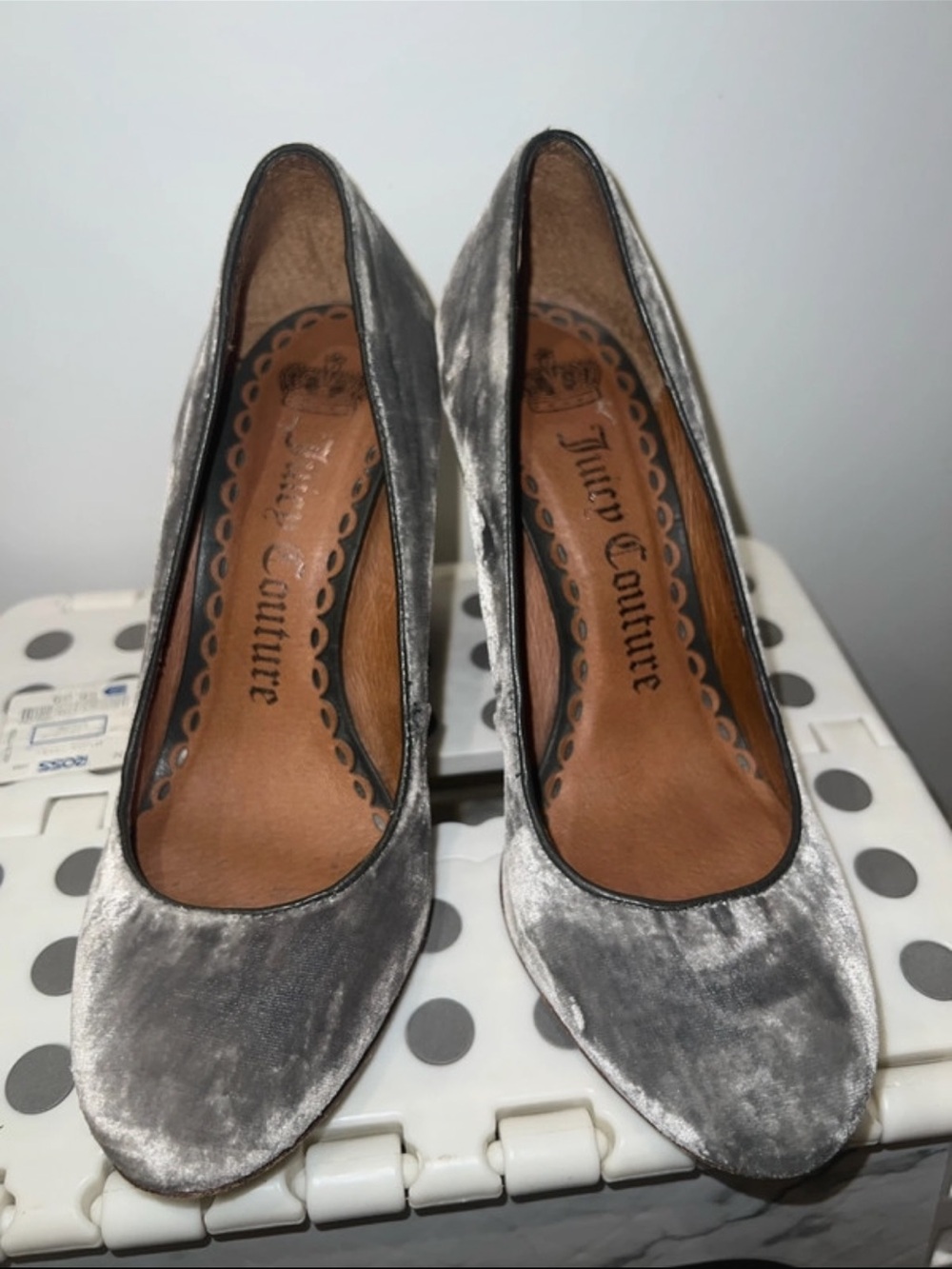 Juicy Couture Silver Velvet Round-Toe Pumps